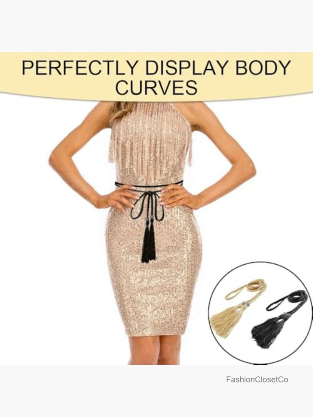 2pcs Tassel Braided Waist Belts, Skinny Tie Rope Belts for Dresses Skirts - Picture 5 of 7